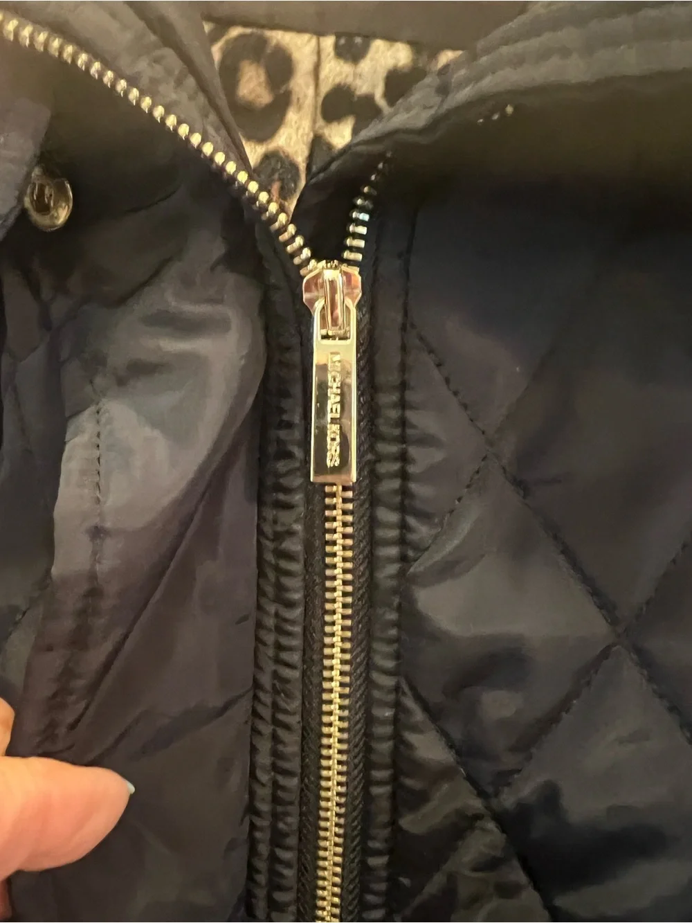 Michael Kors Quilted Navy Puffer Coat with Gold Hardware Plus Size 2X-NWOT
